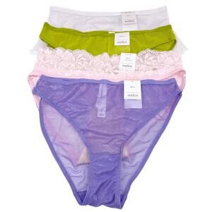 Auden Women's Multicolor Lace Details Bikini Brief Panties 4 Pack Size XS